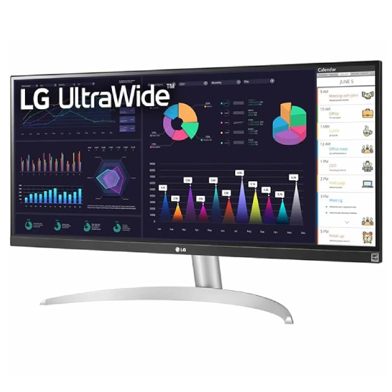 LG UltraWide 29 inch (73 cm) IPS FHD, 2560x1080 Pixels, Color Calibrated, 100Hz, 7W x 2 Inbuilt Speaker, USB-C, Display Port, HDMI, White Color-29WQ600